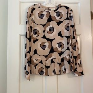 Kate Spade Retro Floral Peplum Blouse
